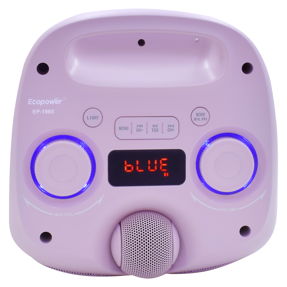 Caixa de Som Ecopower EP-1965 6.5" LED / Bluetooth / AUX / FM / TF / Recarregável - Rosa