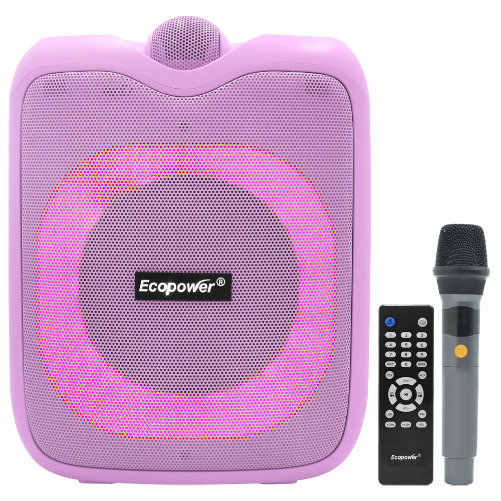 Caixa de Som Ecopower EP-1965 6.5" LED / Bluetooth / AUX / FM / TF / Recarregável - Rosa