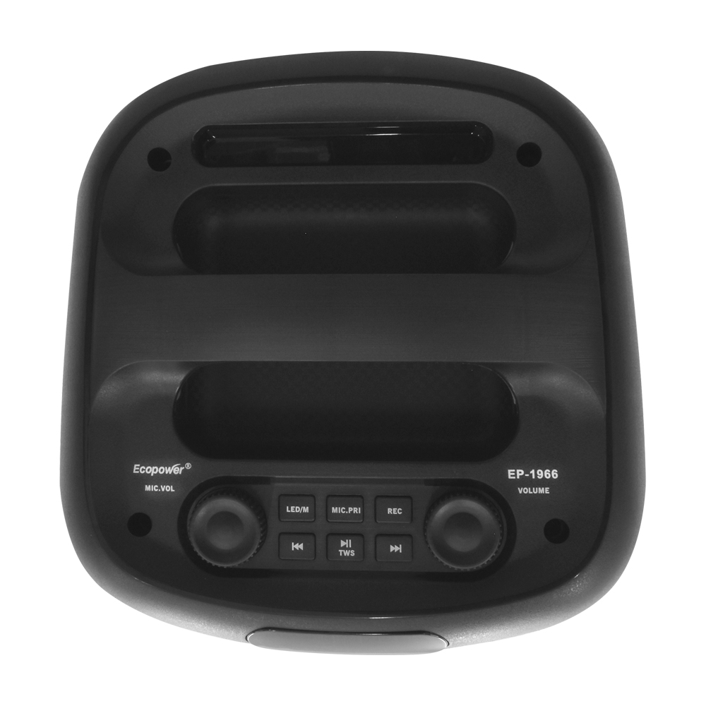 Caixa de Som Ecopower EP-1966 com Tela 6.5" / Bluetooth / USB / FM / TF / LED - Preto