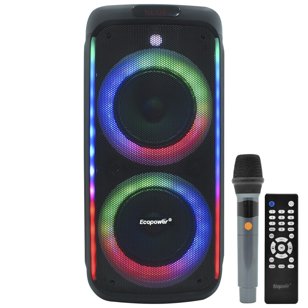 Caixa de Som Ecopower EP-1966 com Tela 6.5" / Bluetooth / USB / FM / TF / LED - Preto