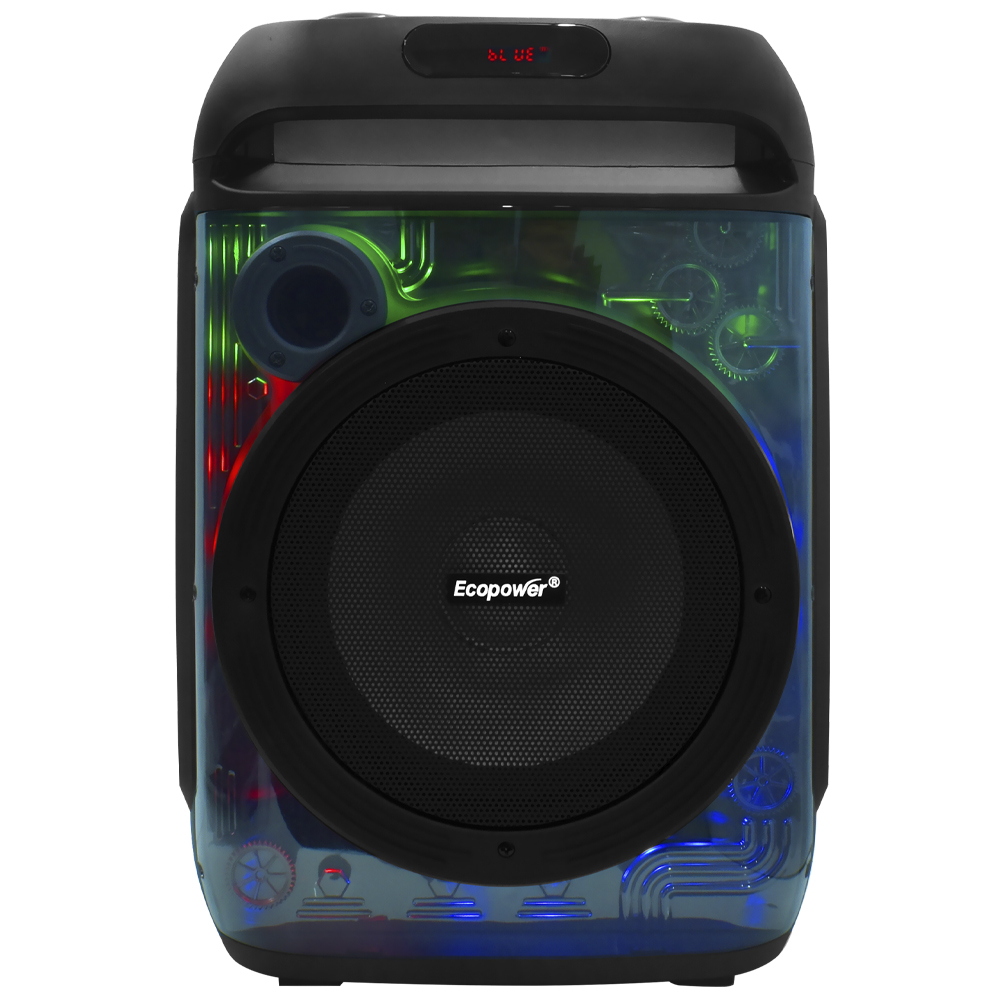 Caixa de Som Ecopower EP-1967 8" Bluetooth / USB / AUX / FM / MIC - Preto