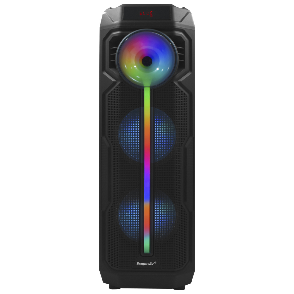 Caixa de Som Ecopower EP-1971 8" Bluetooth / USB / AUX / FM / MIC - Preto