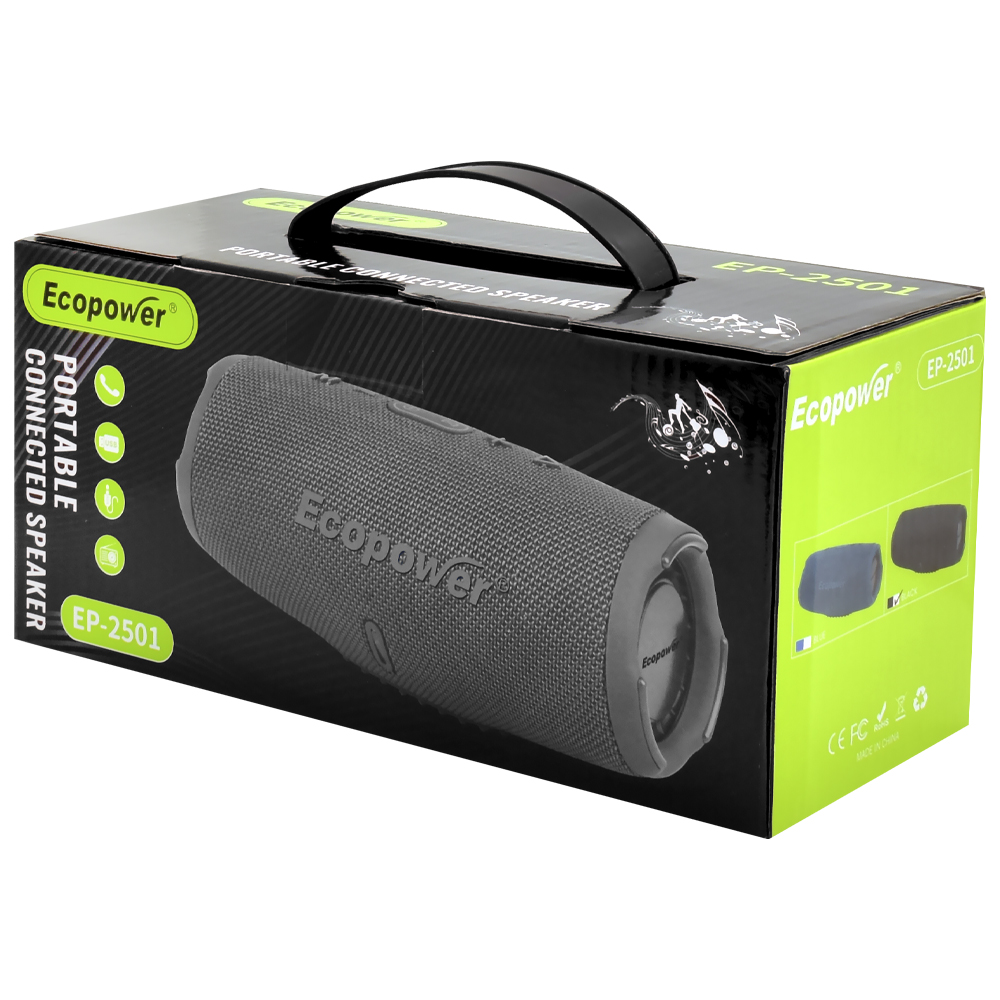 Caixa de Som Ecopower EP-2501 Bluetooth / USB / FM / TF / AUX - Preto