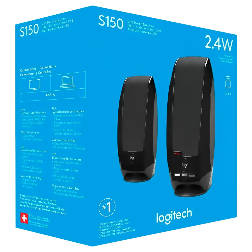 Caixa de Som Logitech S150 USB - Preto (980-001004)