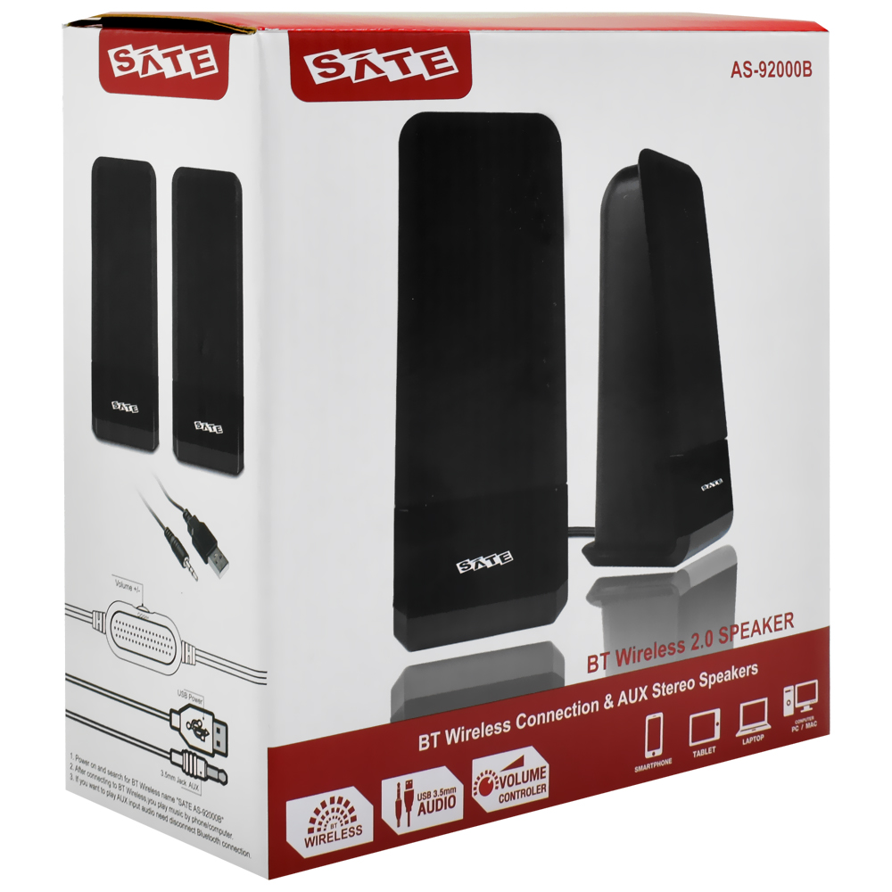 Caixa de Som Satellite AS-92000B Bluetooth / USB / AUX - Preto