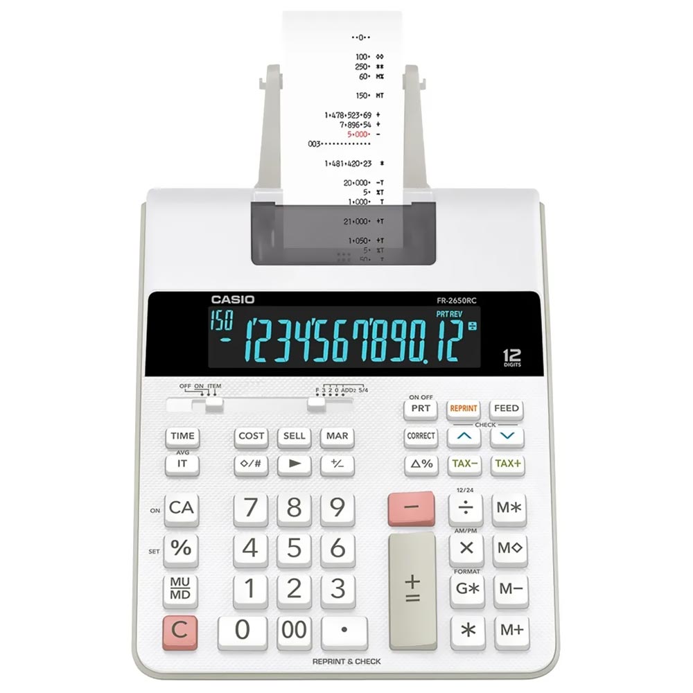 Calculadora com Bobina Casio FR-2650RC 12 Digitos / Bivolt - Branco