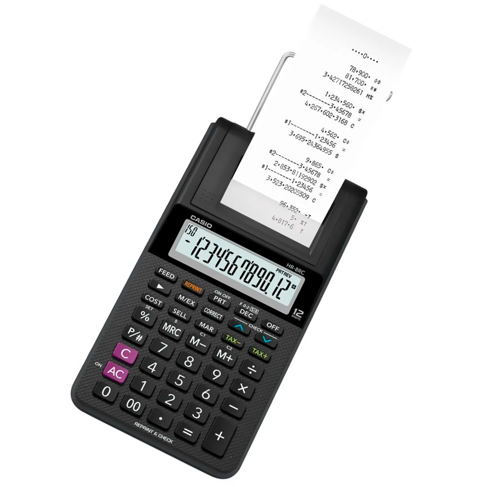 Calculadora Com Bobina Casio HR-8RC 12 Dígitos - Preto No Paraguai ...