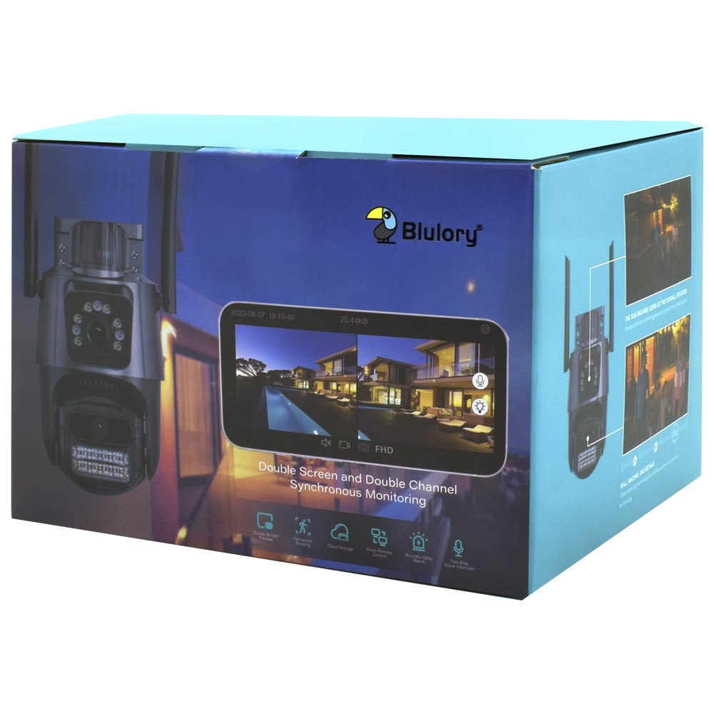 Câmera de Segurança Blulory X2 Pro Outdoor / Smart Wi-Fi / 360° - Preto