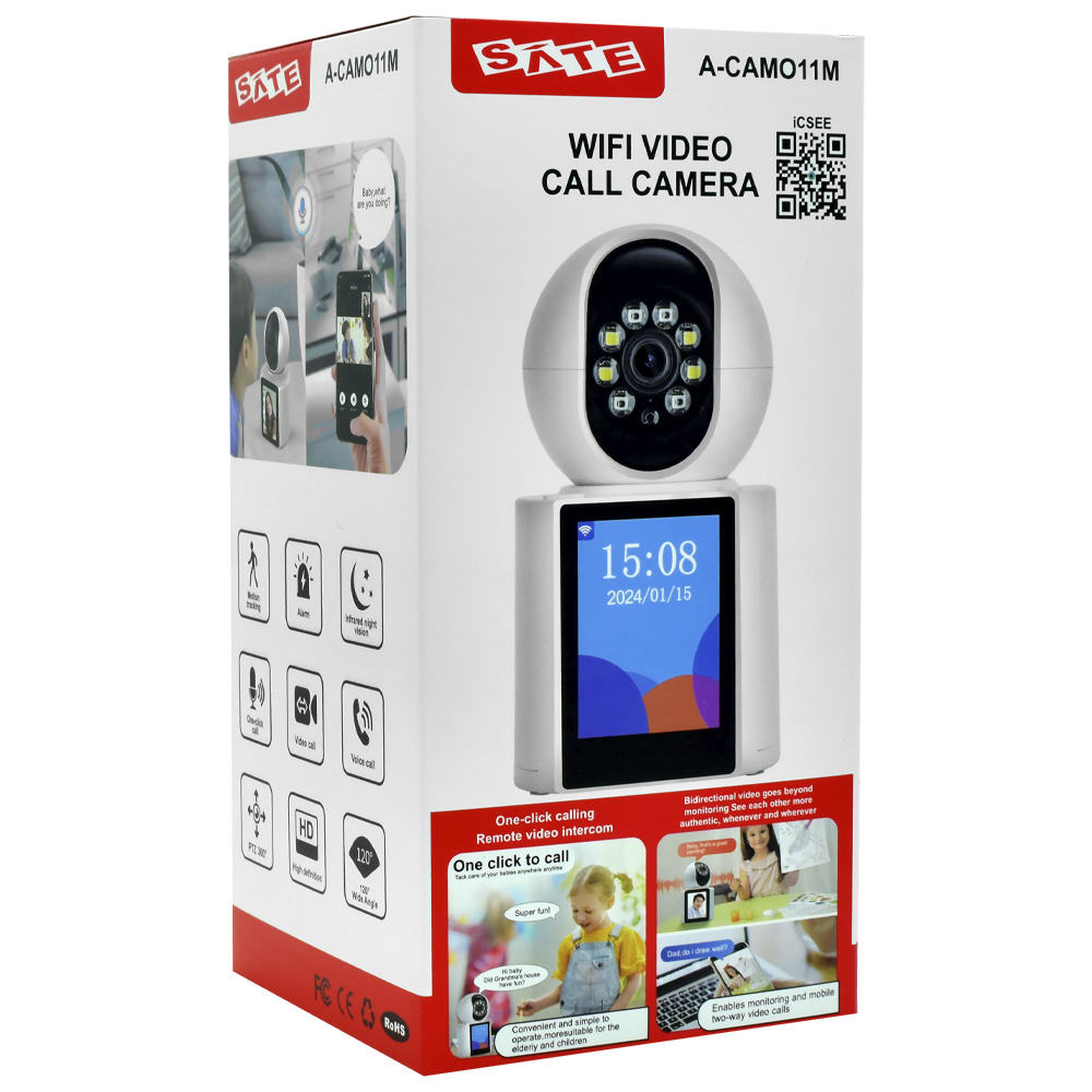 Câmera de Segurança Satellite A-CAM011M Indoor / Smart Vídeo Call Wi-Fi - Branco