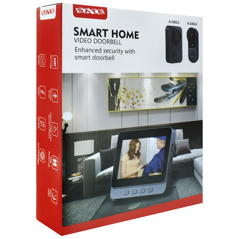 Vídeo Porteiro Satellite A-DB23 Smart Home / Tela 4.3" - Preto