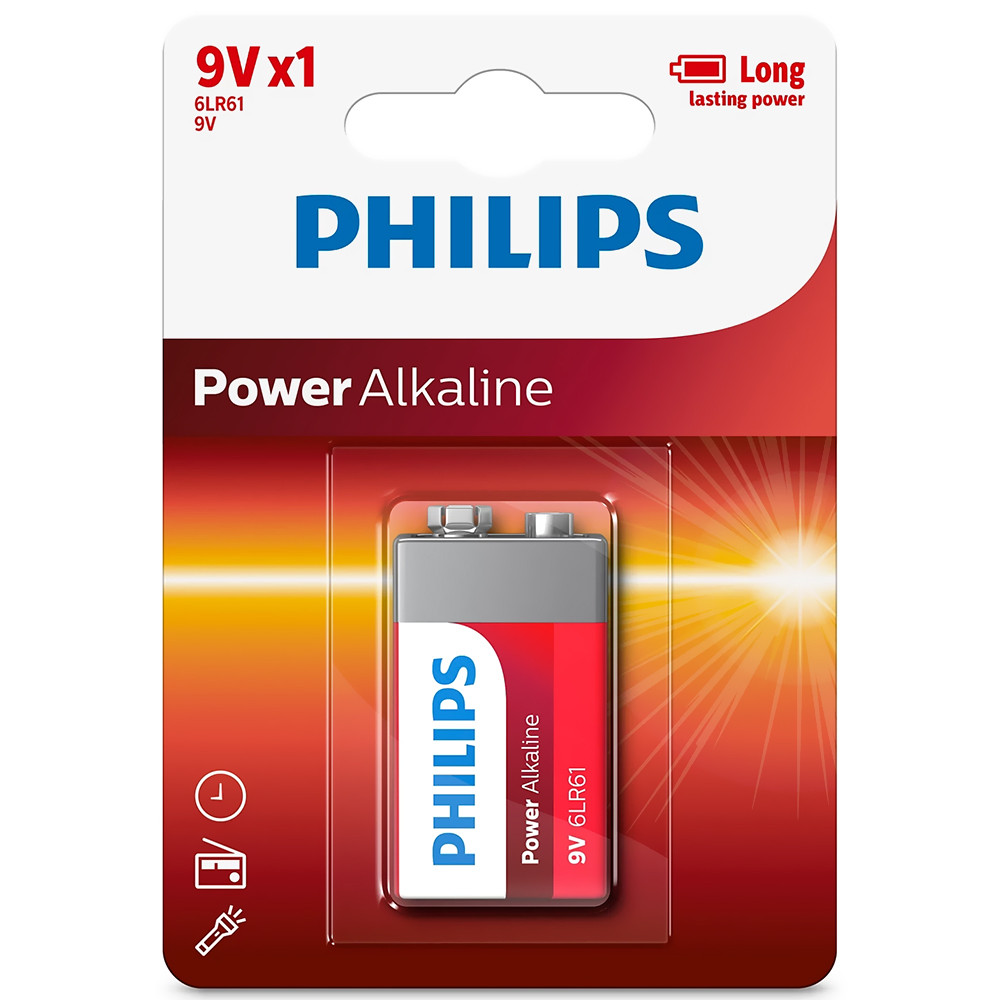 BATERIA PHILIPS POWER ALKALINE 9V 6LR61P1B/97