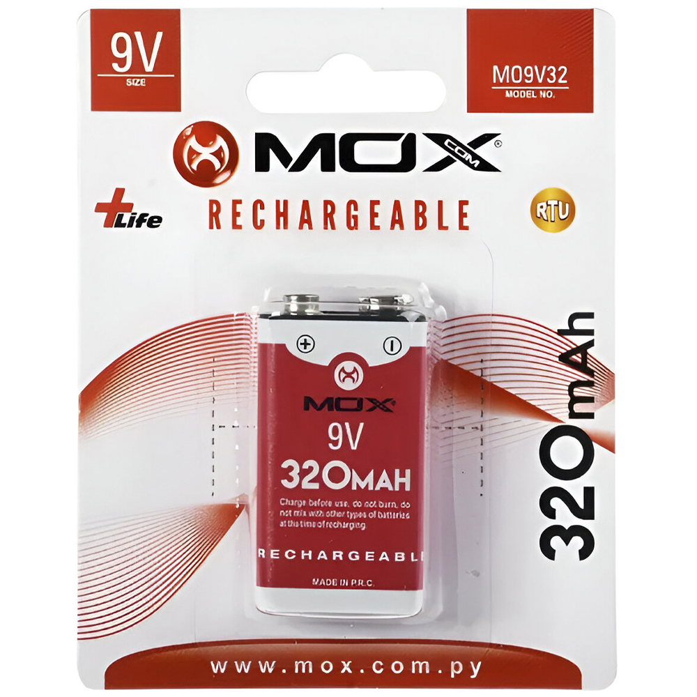 Bateria Recarregável Mox MO9V32 320MAH / 9V