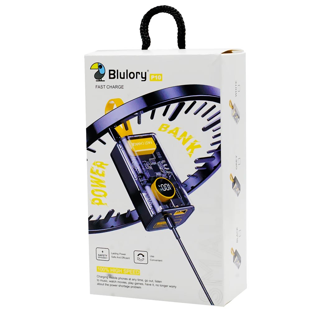 Carregador Portátil Blulory P10 10000MAH / USB / Type-C - Preto