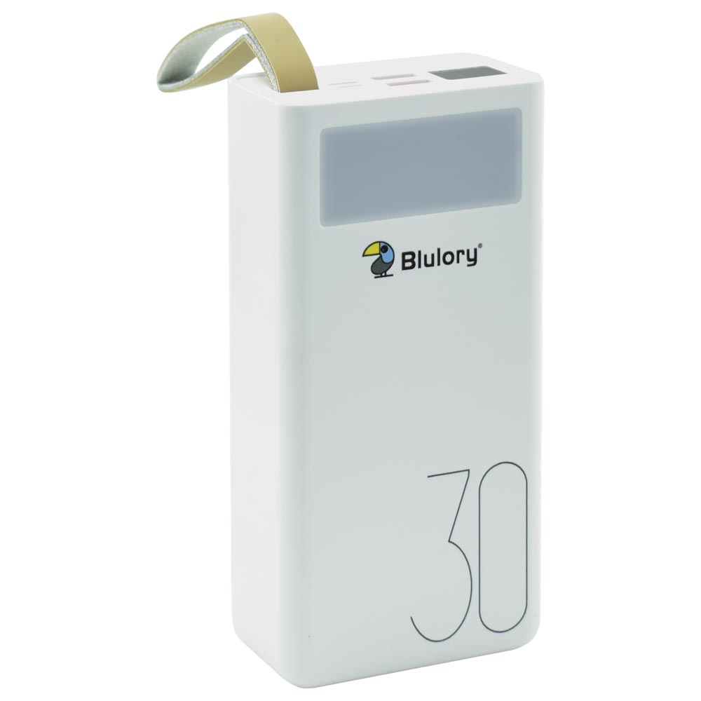 Carregador Portátil Blulory Power Bank 30000MAH / USB / Micro USB / Type-C - Branco
