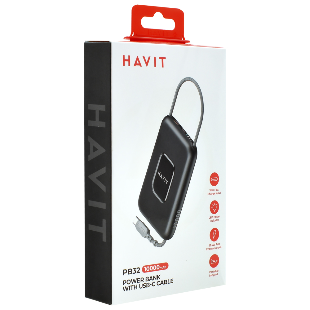 Carregador Portátil Havit PB32 10000MAH USB / USB-C - Preto