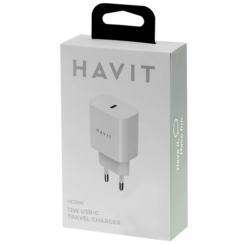 Carregador Tomada Havit UC12W USB-C / 12W - Branco