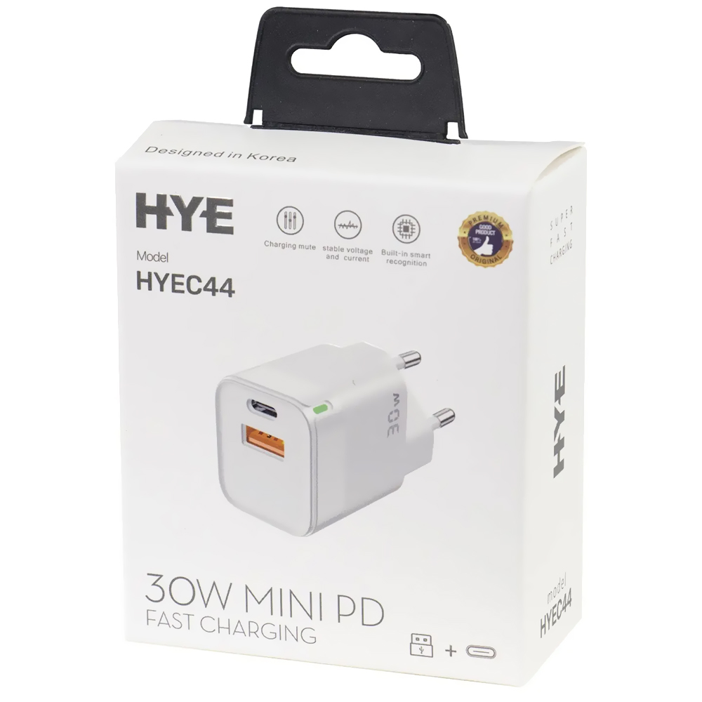 Carregador Tomada HYE HYEC44 USB / USB-C / 30W - Branco