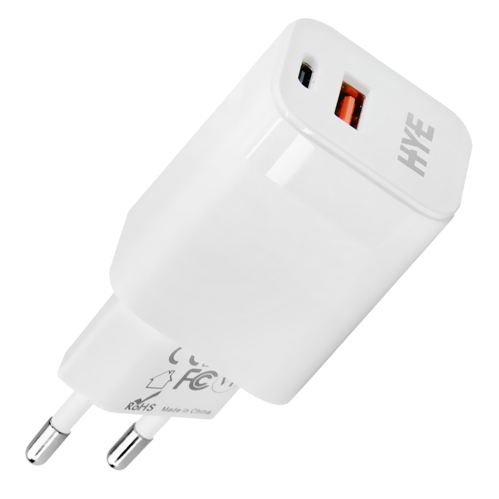 Carregador Tomada HYE HYEC44 USB / USB-C / 30W - Branco