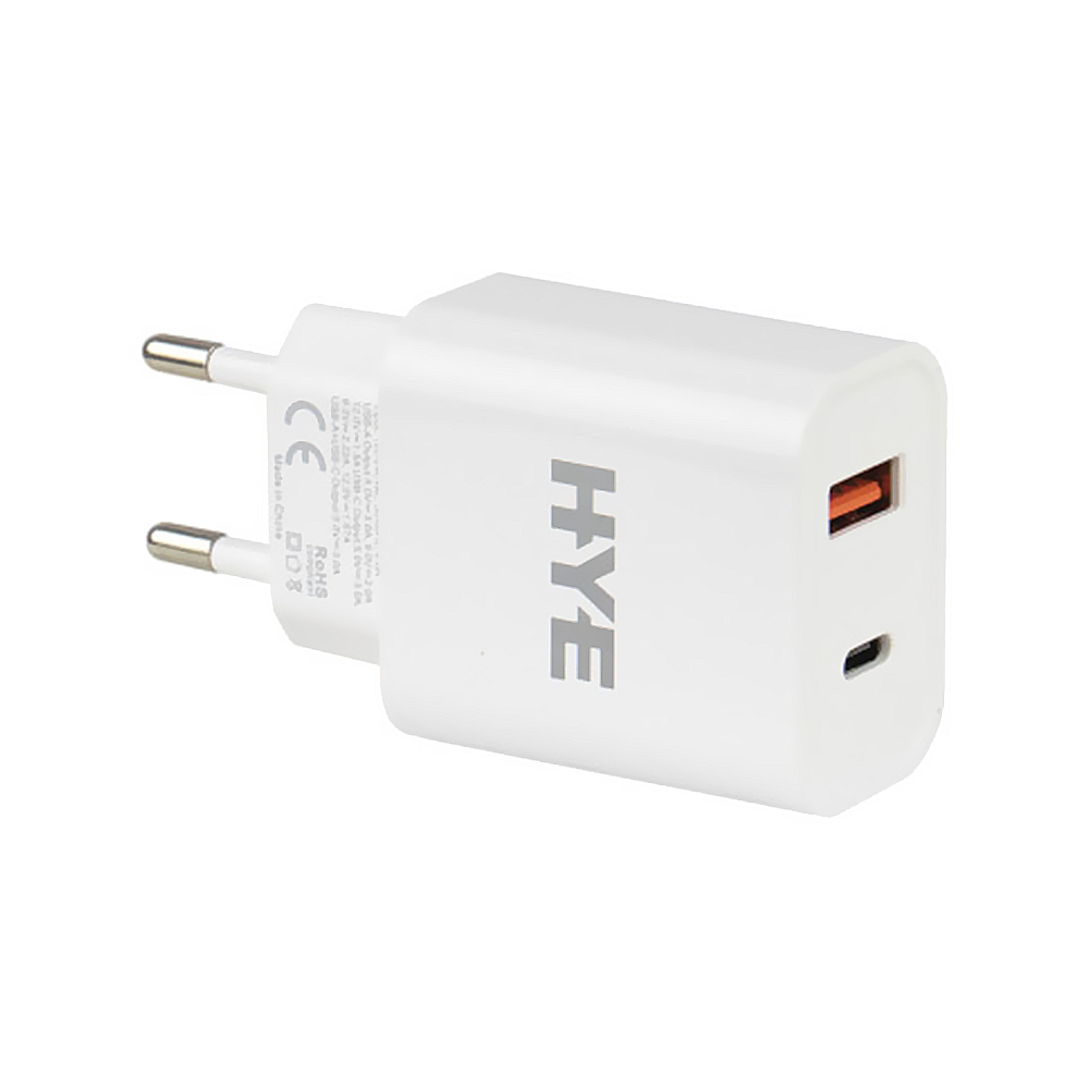 Carregador Tomada HYE HYEC9+ USB 3.0 / Type-C / 20W - Branco