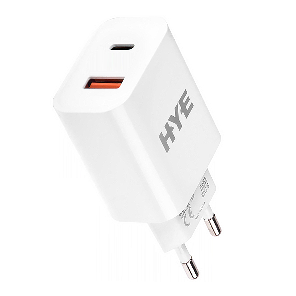 Carregador Tomada HYE HYEC9+ USB 3.0 / Type-C / 20W - Branco