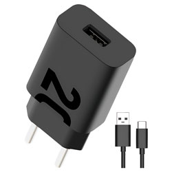 Carregador Tomada Motorola MC-207 USB / 20W - Preto + Cabo USB / USB-C