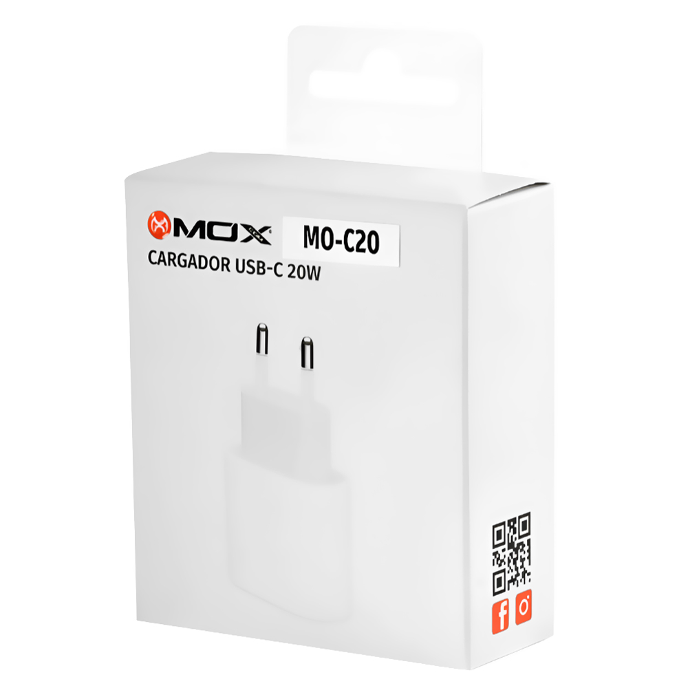 Carregador Tomada Mox MO-C20 USB-C / 20W - Branco