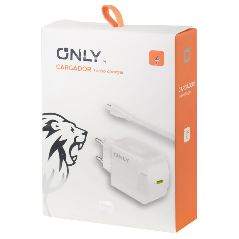 Carregador Tomada Only MOD06-A USB - Branco + Cabo USB / USB-C