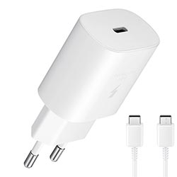 Carregador Tomada Samsung EP-TA800NWEGWW USB-C / 25W - Branco + Cabo USB-C