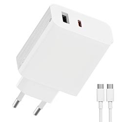 Carregador Tomada Xiaomi MDY-12-EF + Cabo USB-C / USB-C / 67W - Branco