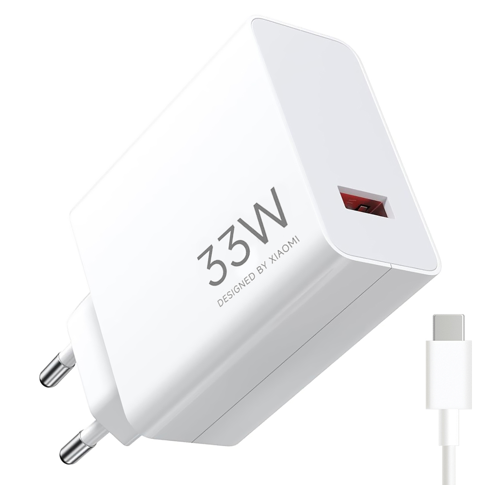 Carregador Tomada Xiaomi MDY-16-EF / 33W - Branco + Cabo USB / USB-C