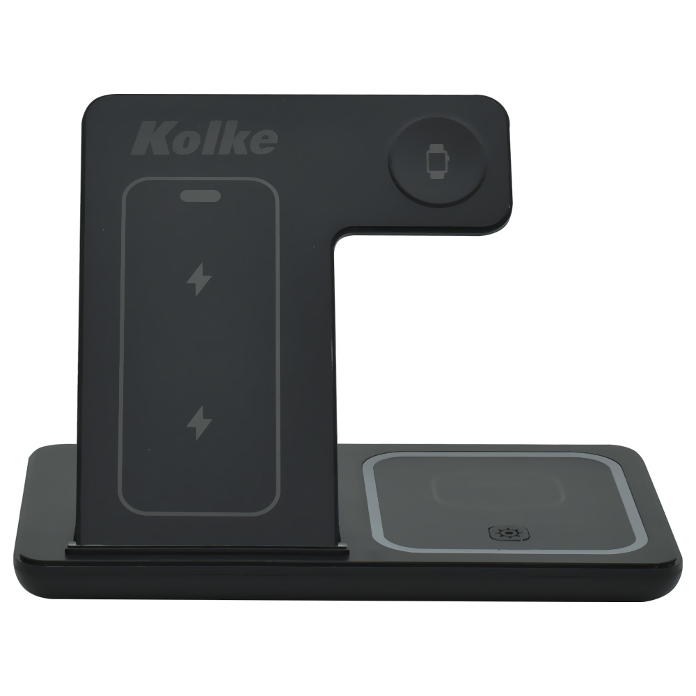 Estação de Carregamento Kolke KCR-5662 Magnético Wireless / 15W - Preto (3 em 1)