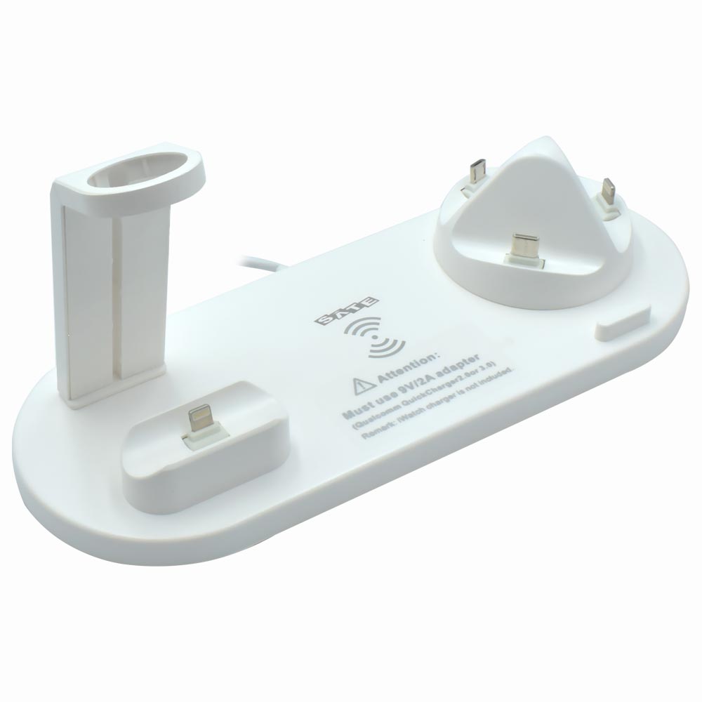 Estação de Carregamento Satellite A-R26 Lightning / Micro USB / Type-C / USB - Watch Branco