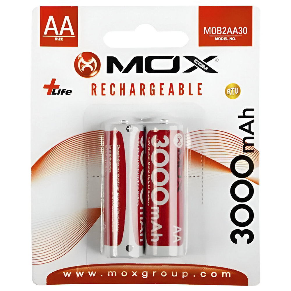 Pilha Recarregável Mox MOB2AA30 3000MAH AA - Kit com 2