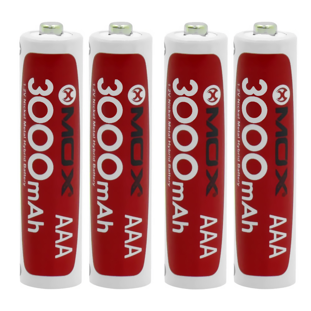 Pilha Recarregável Mox MOB4AAA30 3000MAH AAA - Kit com 4