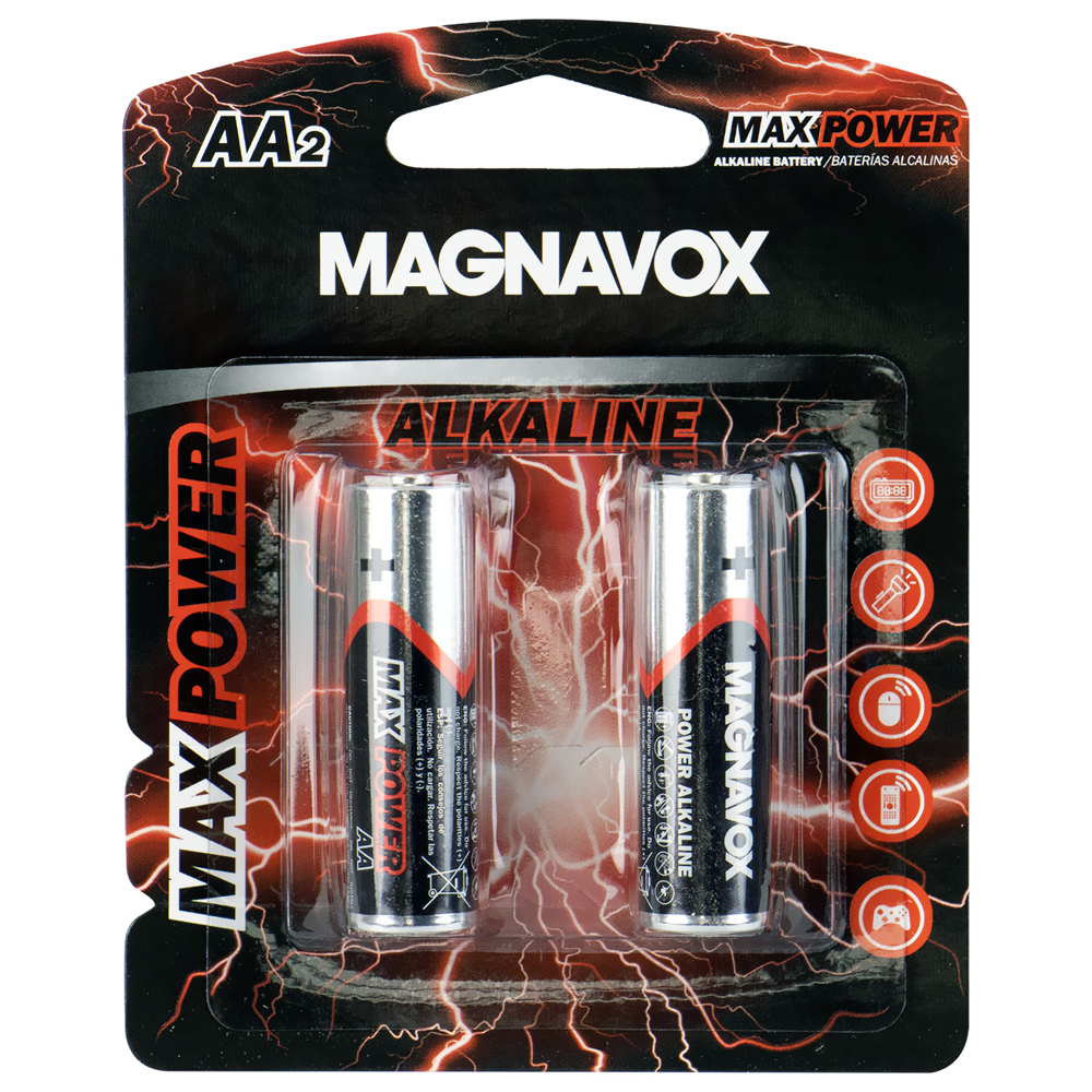 Pilhas Magnavox Max Power Alkaline AA com 2 Pilhas - MP05211/M0