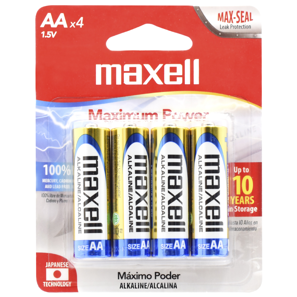 Pilhas Maxell Alkaline AA com 4 Pilhas - LR6-4BP