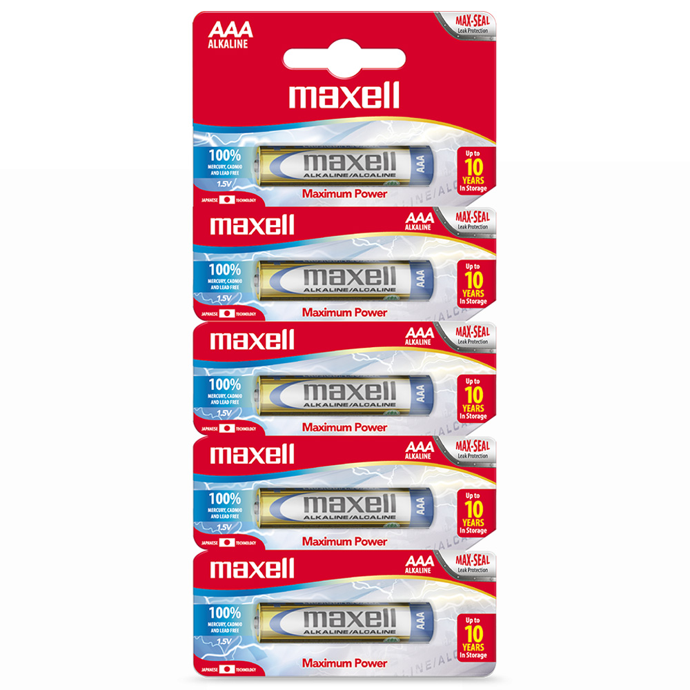 Pilhas Maxell Alkaline AAA com 5 Pilhas - LR03-5TS