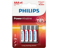 Pilhas Philips Alkaline Power AAA com 4 Pilhas - LR03P4B/97