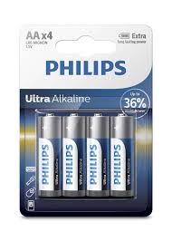 Pilhas Philips Ultra Alkaline AA com 4 Pilhas - LR6E4B/97