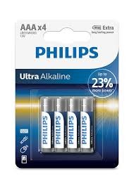 Pilhas Philips Ultra Alkaline AAA com 4 Pilas - LR03E4B/97