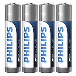 Pilhas Philips Ultra Alkaline AAA com 4 Pilas - LR03E4B/97