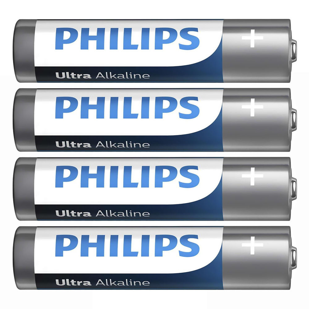 Pilhas Philips Ultra Alkaline AAA com 4 Pilas - LR03E4B/97