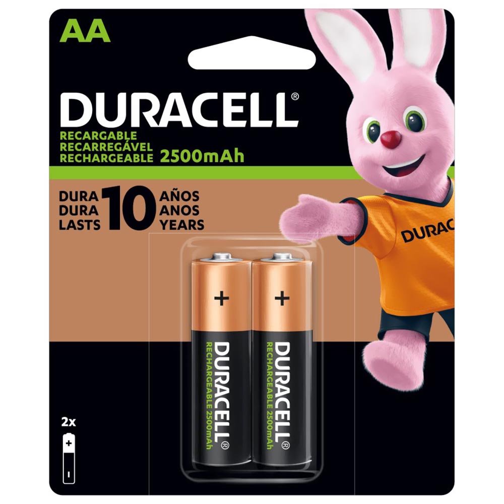 Pilhas Recarregável Duracell AA com 2 Pilhas / 2500MAH - DX1500 HR6