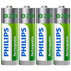 Pilhas Recarregável Philips AA com 4 Pilhas / 2500MAH - R6B4RTU25/97