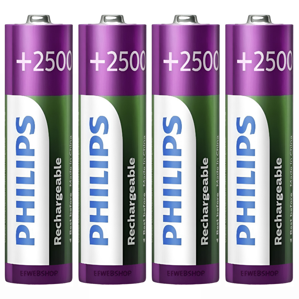 Pilhas Recarregável Philips AA com 4 Pilhas / 2500MAH - R6B4RTU25/97