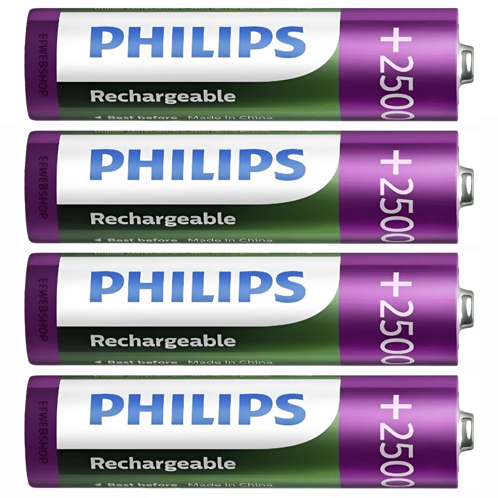 Pilhas Recarregável Philips AA com 4 Pilhas / 2500MAH - R6B4RTU25/97