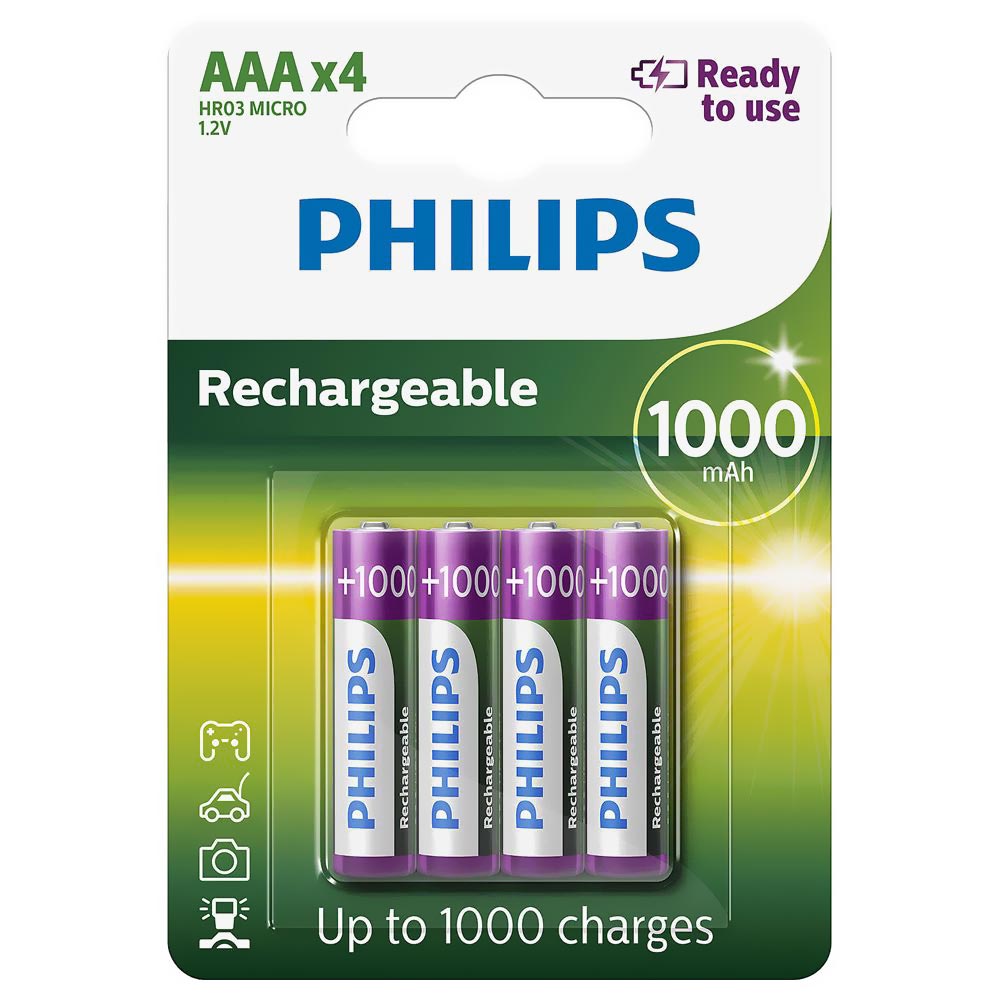Pilhas Recarregável Philips AAA com 4 Pilhas / 1000MAH - R03B4RTU10/97