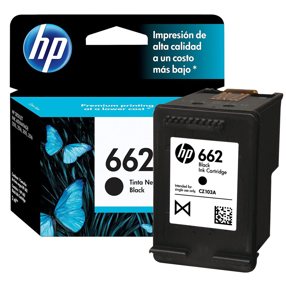 Cartucho de Tinta HP CZ103AL 662 - Preto