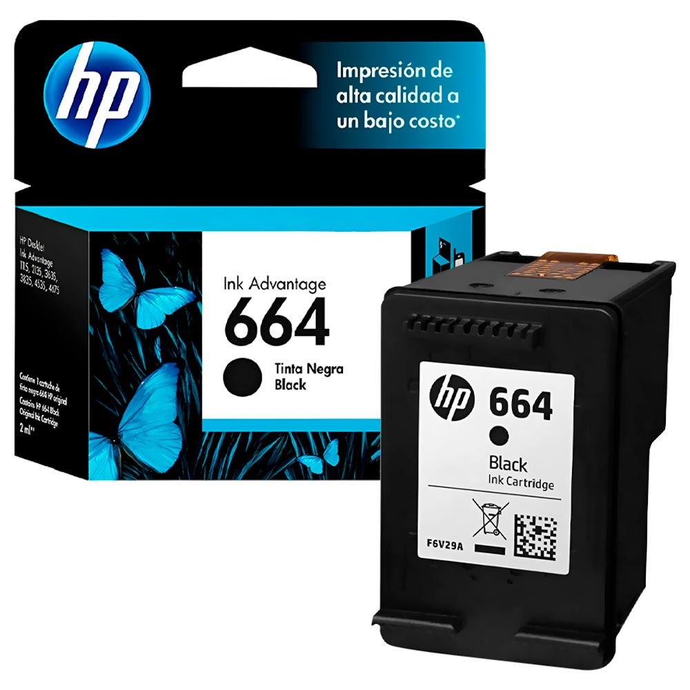 Cartucho de Tinta HP F6V29AL 664 - Preto