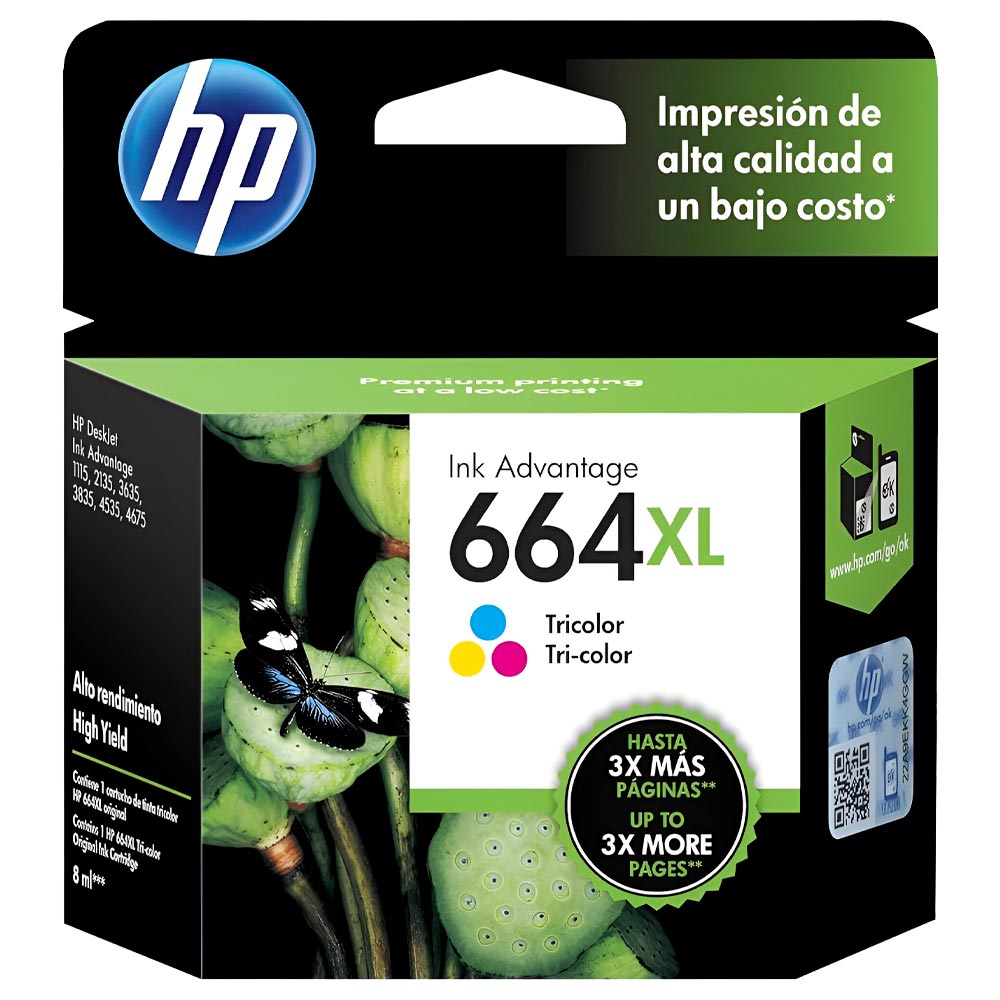 Cartucho de Tinta HP F6V30AL 664XL - Colorido